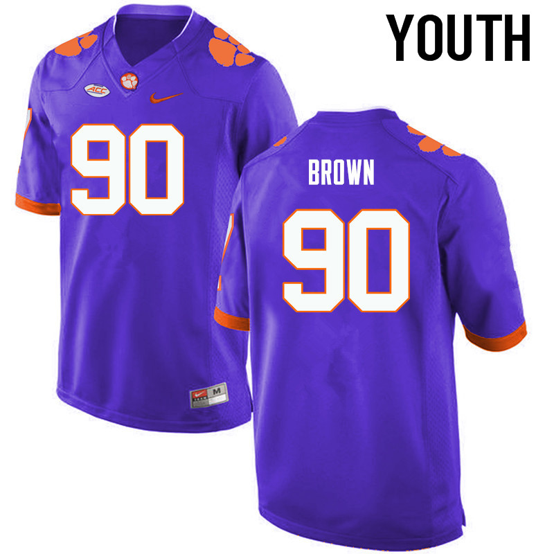 Youth Clemson Tigers #90 Kourtnei Brown College Football Jerseys-Purple - Click Image to Close